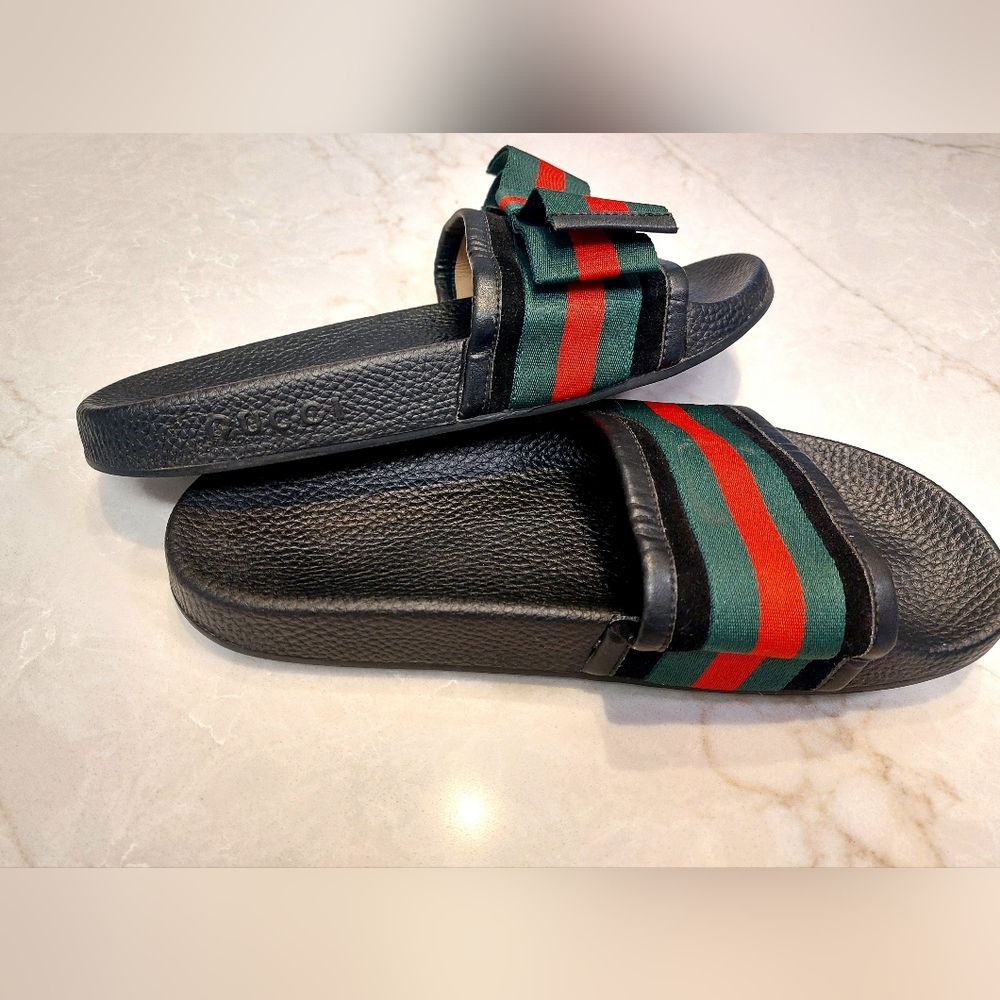GUCCI Womens Satin Single Bow Slides